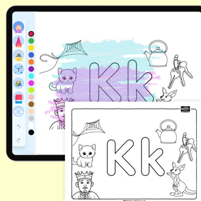 Letter K - coloring educational content