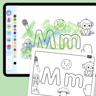 Letter M - coloring educational content