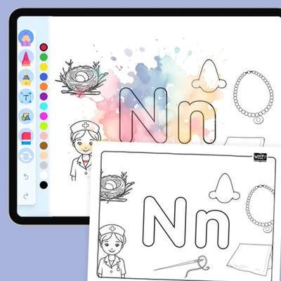 Letter N - coloring educational content