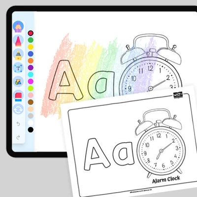 A for Alarm Clock - Everyday Objects - coloring educational content