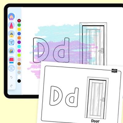 D for Door - Everyday Objects - coloring educational content