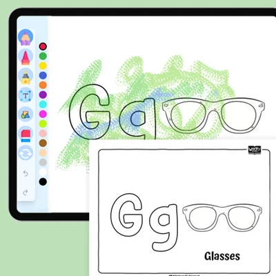 G for Glasses - Everyday Objects - coloring educational content