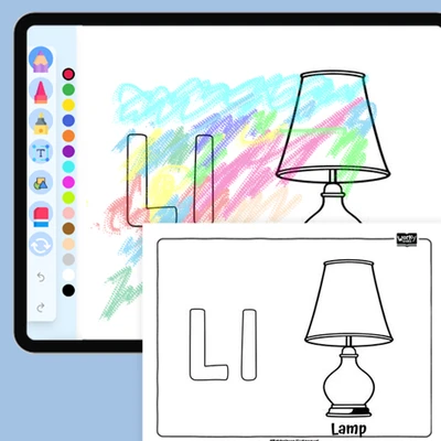 L for Lamp - Everyday Objects - coloring educational content