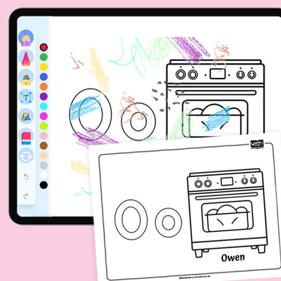 O for Oven - Everyday Objects - coloring educational content