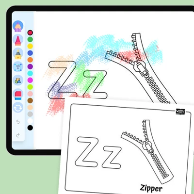 Z for Zipper - Everyday Objects - coloring educational content