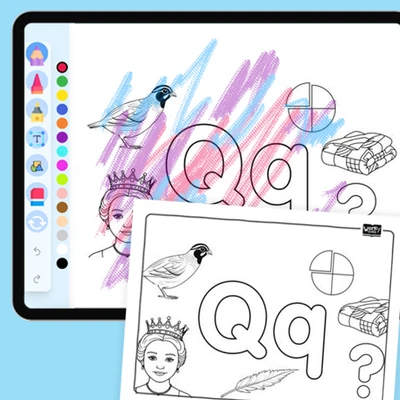 Letter Q - coloring educational content