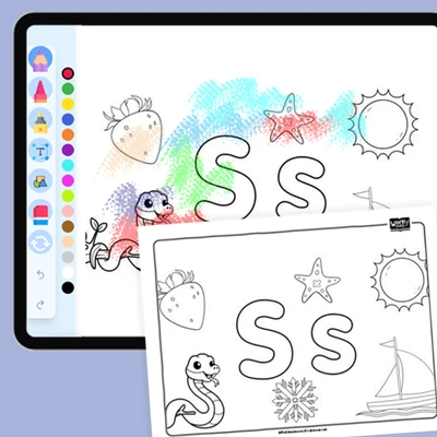 Letter S - coloring educational content