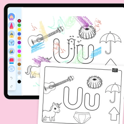 Letter U - coloring educational content