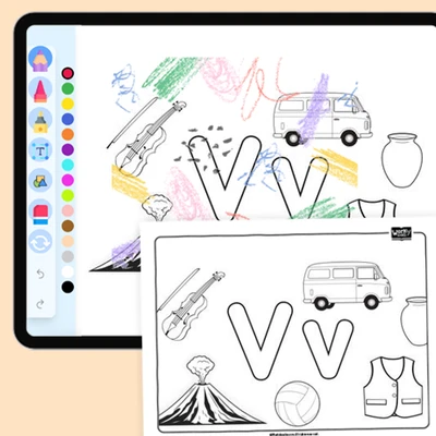 Letter V - coloring educational content