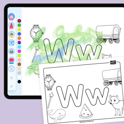 Letter W - coloring educational content