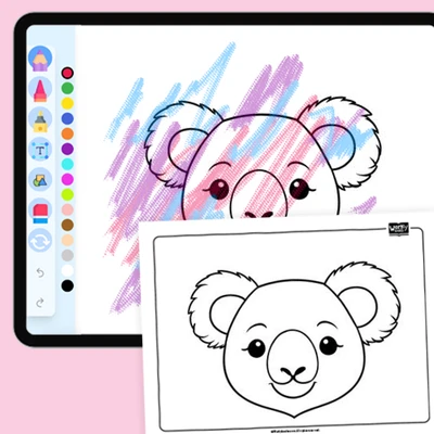 Animal Face - Koala - coloring educational content