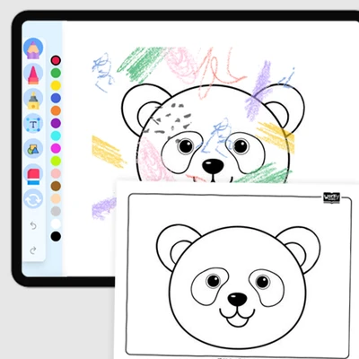 Animal Face - Panda - coloring educational content