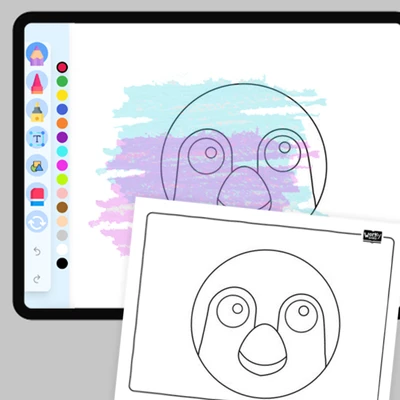 Animal Face - Penguin - coloring educational content