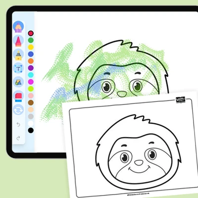 Animal face - Sloth - coloring educational content