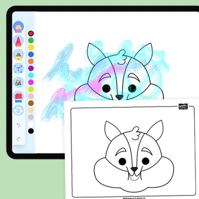 Animal face - Squirrel - coloring educational content