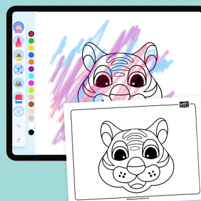 Animal face - Tiger - coloring educational content