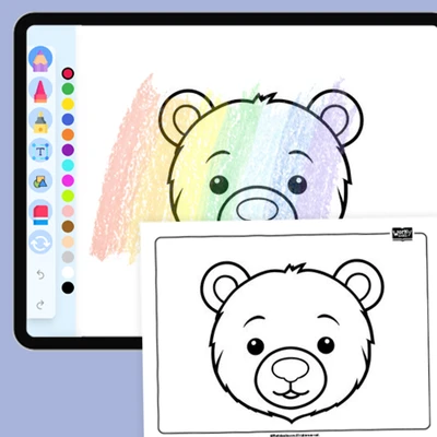 Animal face - Bear - coloring educational content