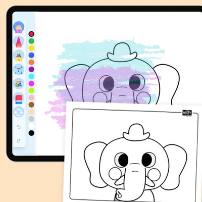 Animal Face - Elephant - coloring educational content