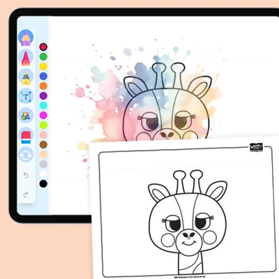 Animal Face - Giraffe - coloring educational content