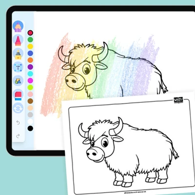 Artic Animal Musk Ox - coloring educational content