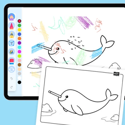Artic Animal Narwhal - coloring educational content