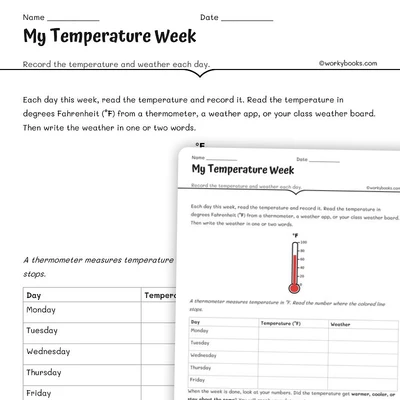 My Temperature Week - worksheet educational content