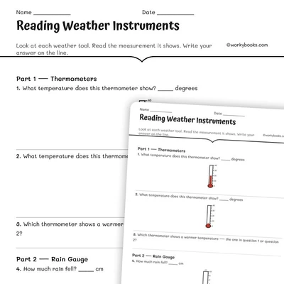 Reading Weather Instruments - worksheet educational content