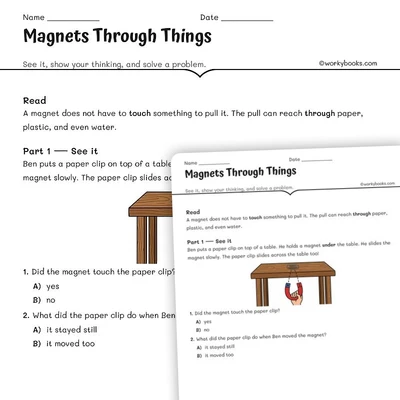 Magnets Through Things - worksheet educational content
