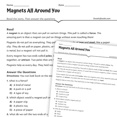 Magnets All Around You - worksheet educational content
