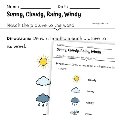 Sunny, Cloudy, Rainy, Windy - worksheet educational content
