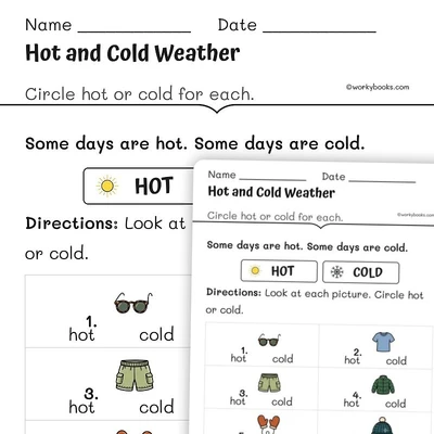 Hot and Cold Weather - worksheet educational content