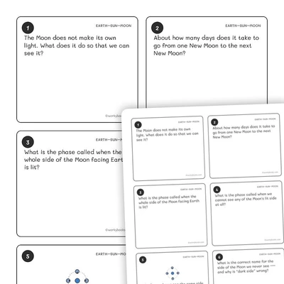Earth-Sun-Moon System Task Cards - worksheet educational content