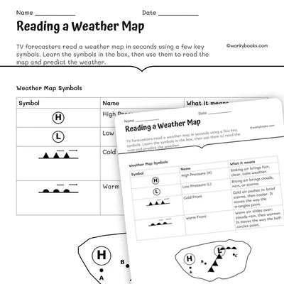 Reading a Weather Map - worksheet educational content
