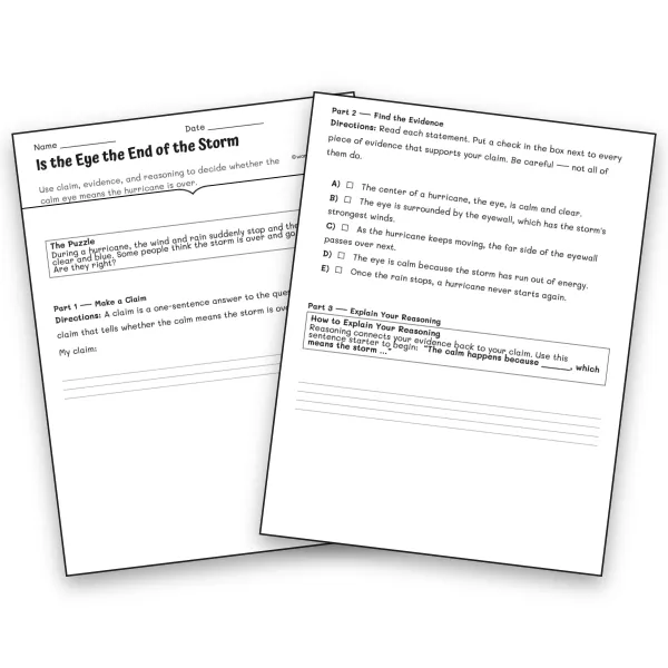 Is the Eye the End of the Storm - worksheet educational content