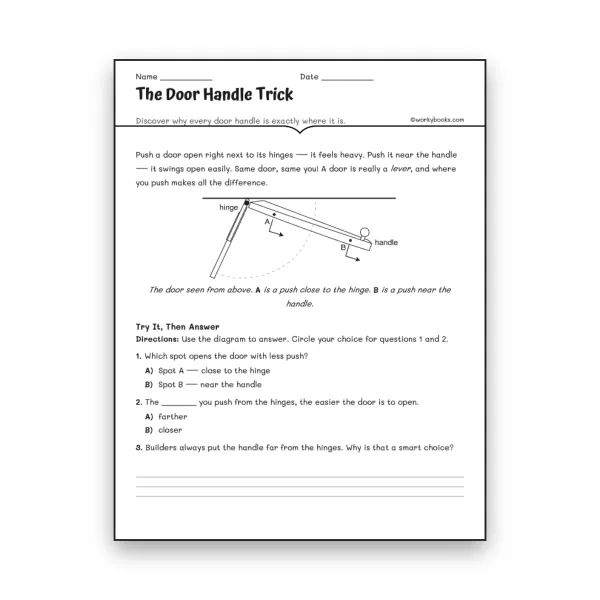 The Door Handle - worksheet educational content