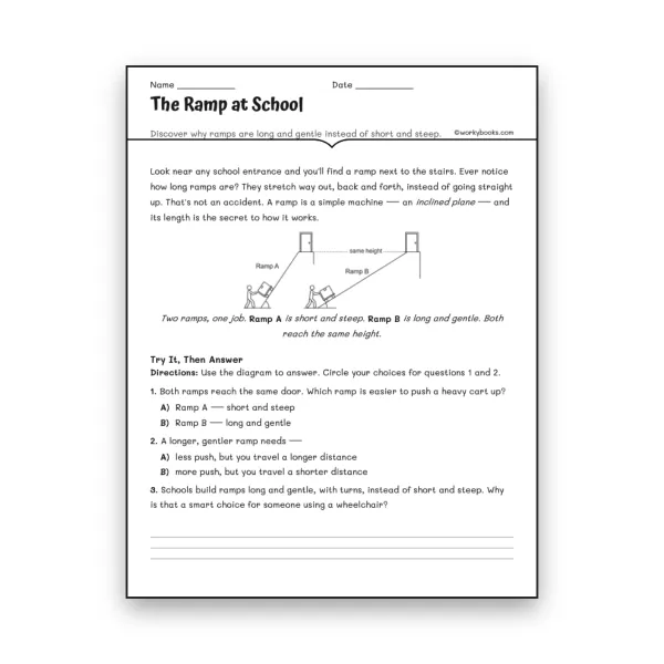 The Ramp at School - worksheet educational content