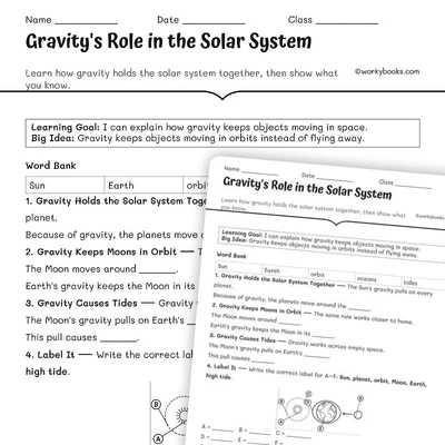 Gravity's Role in the Solar System - worksheet educational content
