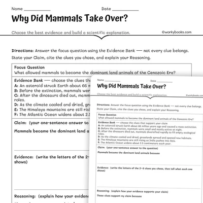 Why Did Mammals Take Over? — A Cenozoic CER - worksheet educational content