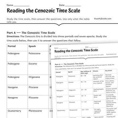 Reading the Cenozoic Time Scale - worksheet educational content
