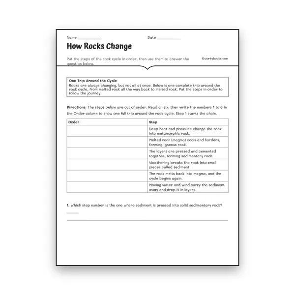 How Rocks Change - worksheet educational content