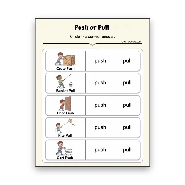 Push or Pull - worksheet educational content