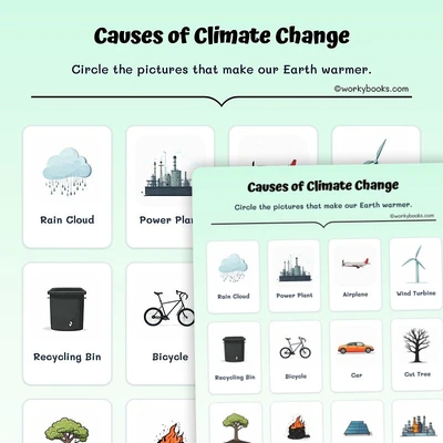 Identifying Causes of Climate Change - worksheet educational content