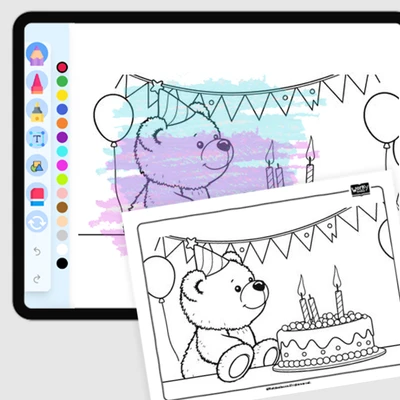 Teddy Making a Wish - coloring educational content