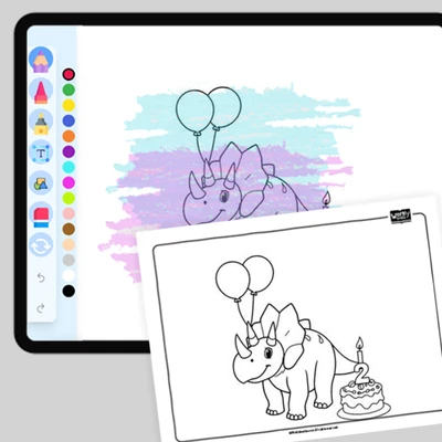 Dinosaur Birthday Cake - coloring educational content