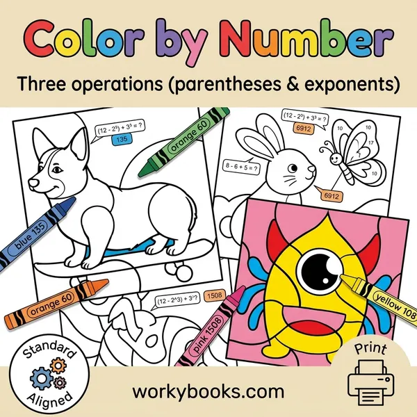 Order of Operations Color by Number | Math Worksheets - bundle educational content