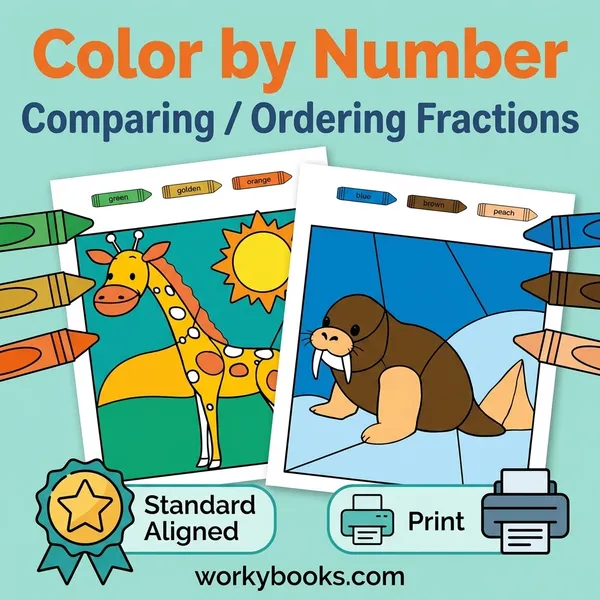 Comparing Fractions | Color by Number | Worksheet - bundle educational content