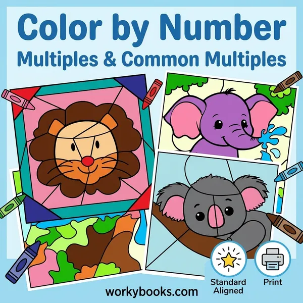 Multiples & Common Multiples | Color by Number | Worksheet - bundle educational content
