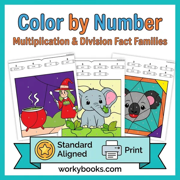 Multiplication & Division | Color by Number | Worksheet | Grade 3-4 - bundle educational content