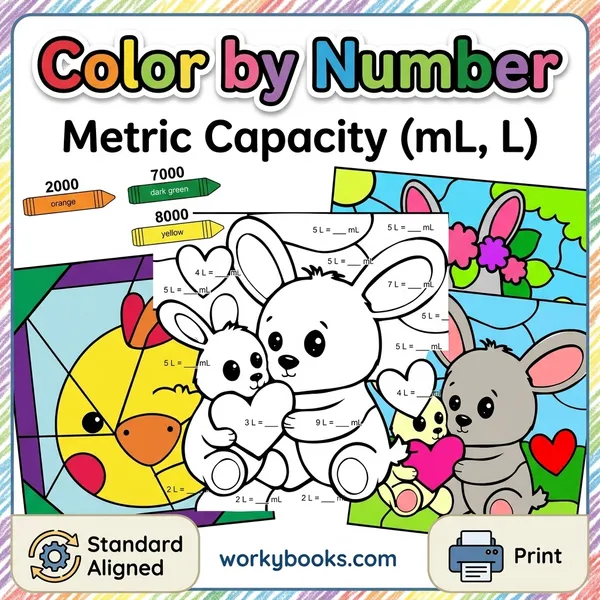 Metric Capacity Conversion | Color by Number Activity - bundle educational content