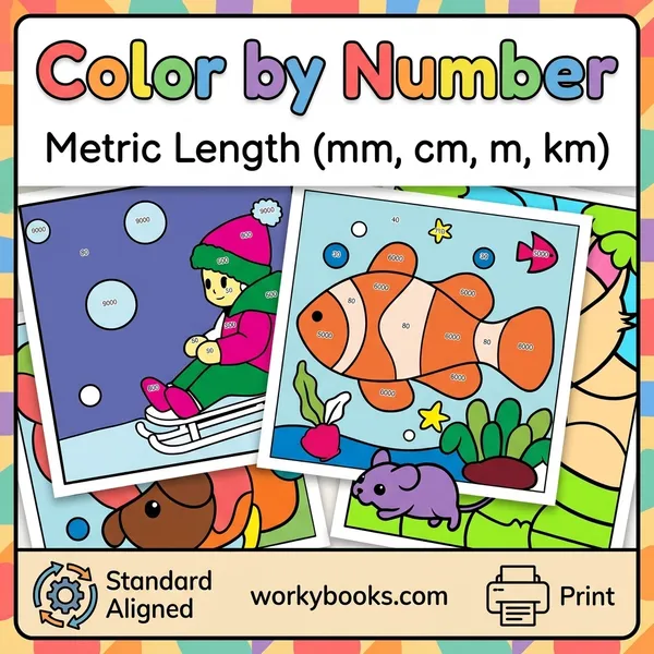 Metric Conversion Color by Number | Length Worksheets - bundle educational content